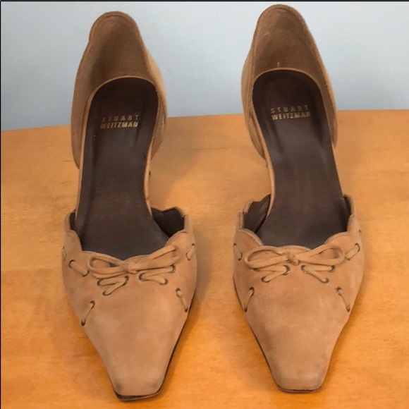 Stuart Weitzman 🦋 Tan Suede Leather Kitten Heels - Picture 5 of 8
